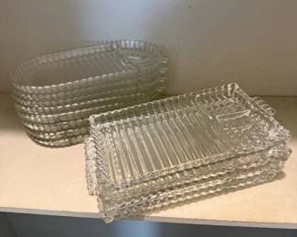 Lot #66- Clear Pressed-Glass Snack Trays in Two Styles