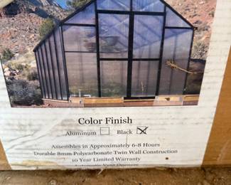 Lot #220- Monticello 8 x 20-Foot Greenhouse Kit, Black Frame