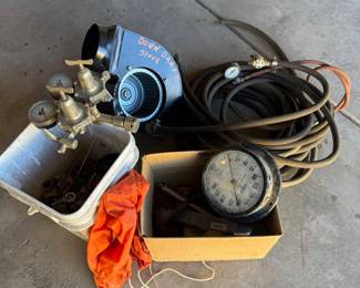 Lot #170- Shop Blower, Gas Regulators, Gauges, Hoses & Fittings