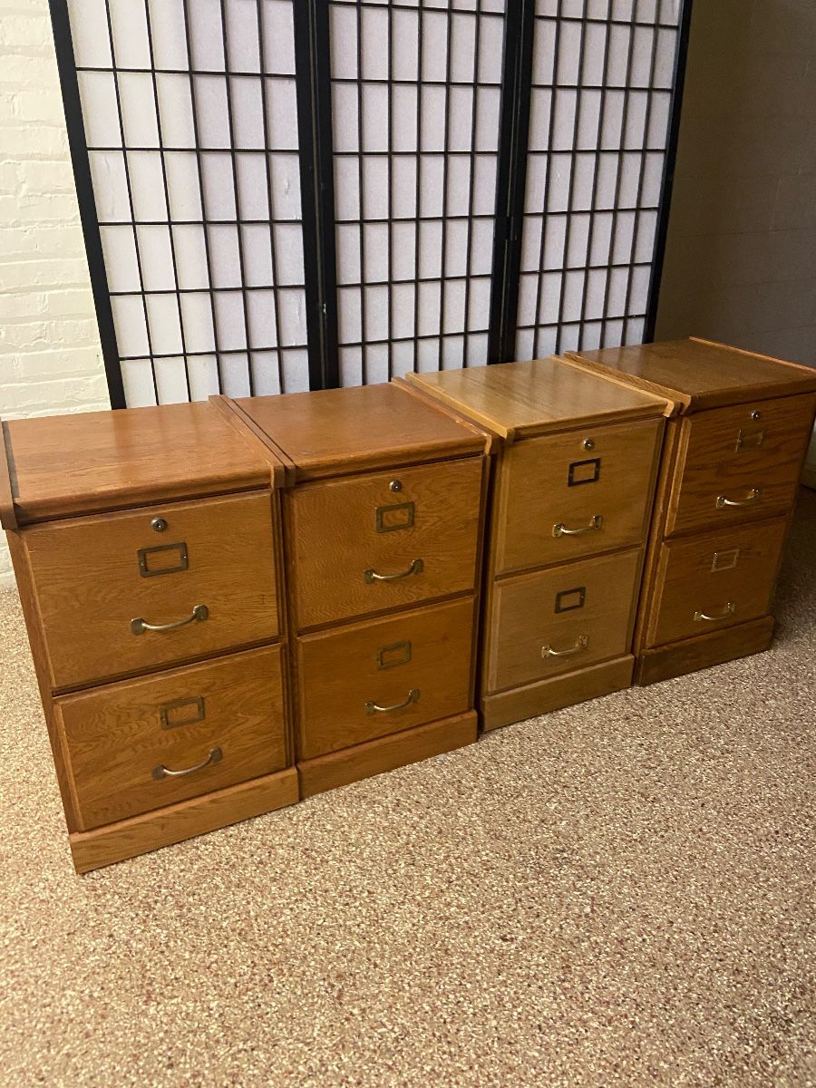 2 drawer oak file cabinets