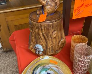 Ceramic squirrel cookie jar,