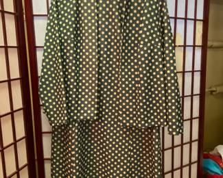 Green/ white polka dot dress/ jacket