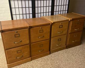 2 drawer oak file cabinets