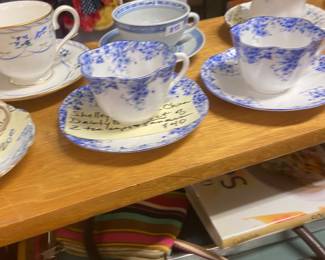 Vintage blue & white cup/saucer sets