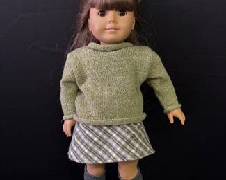 Pleasant Co Stamped American Girl Doll in very good Condition * Sweater/Skirt Plaid Outfit