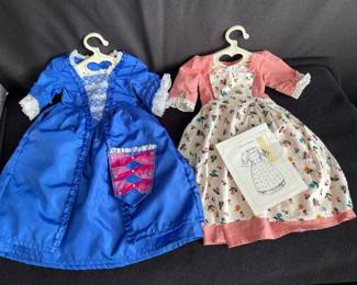 2 Pleasant Company American Girl Doll Outfits * Felicity Spring Pinner Apron * Christmas Dress