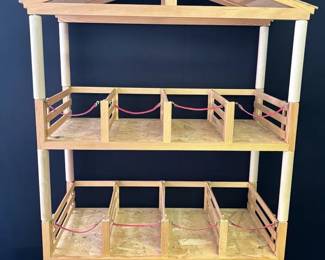 3 Story 16 Horse Capacity Wooden Toy Horse Stall * Suede Gates * 40” Height