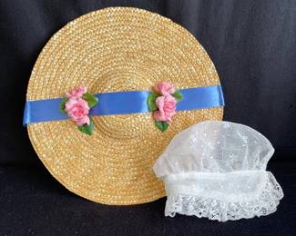 2 Pleasant Company American Girl Doll Hats * Straw Hat With Bonnet