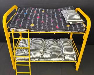 American Girl Yellow Metal Bunkbed with Mattresses and Pillows