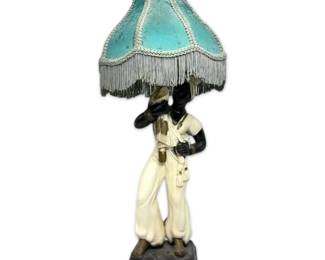 Blackamoor Figure Chalkware Table Lamp