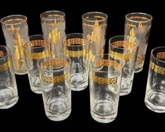 Libbey Frosted Golden Foliage Iced Tea Cups