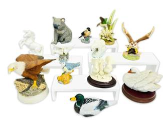 Animal Figurines Including Birds In Flight Eagle, Hummingbird, Owl And More