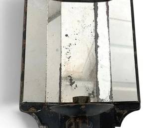 Vintage Colonial Reflector Sconce, Five Panel Mirrored Metal Wall Sconce Or Candle Holder