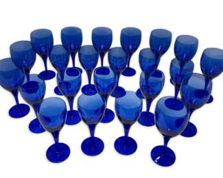 Huge Collection Of Cobalt Blue Wine Glasses