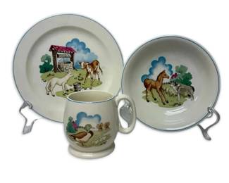 Copeland Spode Pets Farm Dish Set Plate, Bowl, Cup