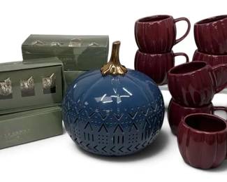 Pumpkin Themed Decor Ceramic Tealight Pumpkin, Napkin Rings, Mugs