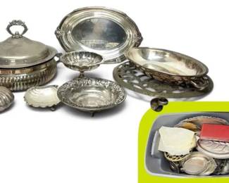 Vintage Antique Silver Plated Serving Dishes And More