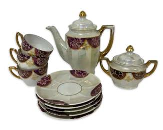 Pearlescent China Tea Set Marked FOREIGN