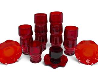 Red Drinking Glasses Plates
