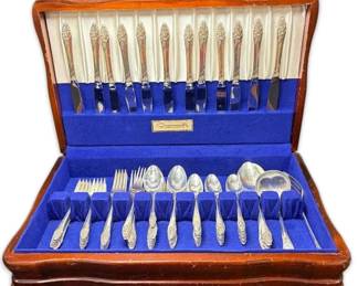 Community Silver Plate Flatware Set With Wooden Box