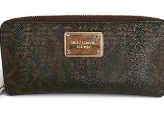 Michael Kors Vintage Brown Jet Set Travel Wallet With Large Logo