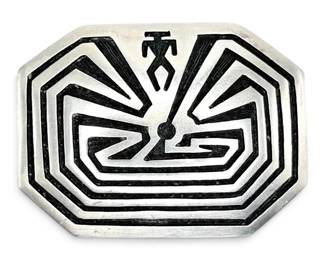 Sterling Silver Man In The Maze Hopi Belt Buckle 28g