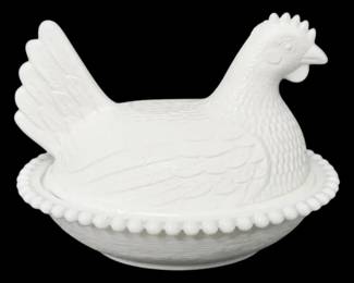 Indiana Milk Glass Hen on Nest