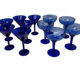 Collection Of Cobalt Blue Martini Margarita Stemware Glasses