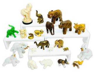 Elephant Figurines Brass, Carved Wood, Glass More
