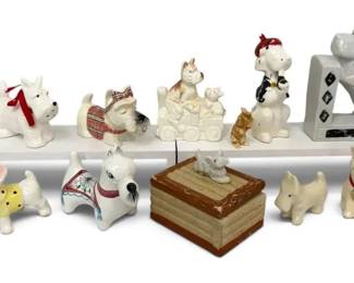 Porcelain Dog Figures Salt Shakers