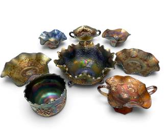 Blue Purple Carnival Glass Decorative Bowls More
