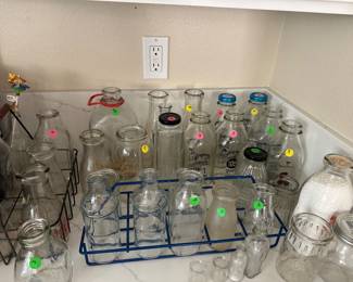 Glass milk bottles