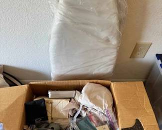 SW241Mystery Sewing Supplies And Small Ironing Board