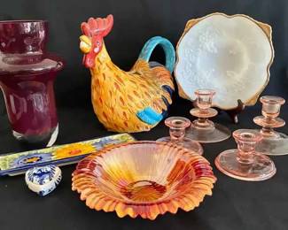 SW297Vintage Waterford, Milk Glass Fenton, And Depression Glass