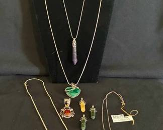 SW177VSterling Silver Jewelry With Crystal And Stone Pendants