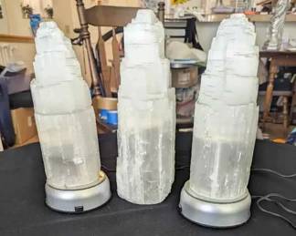 SW156Selenite Towers With Two Color Changing Lights