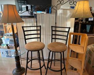 SW325Home Collection Privacy Screen, Lamps, Barstools Corner Bookcase