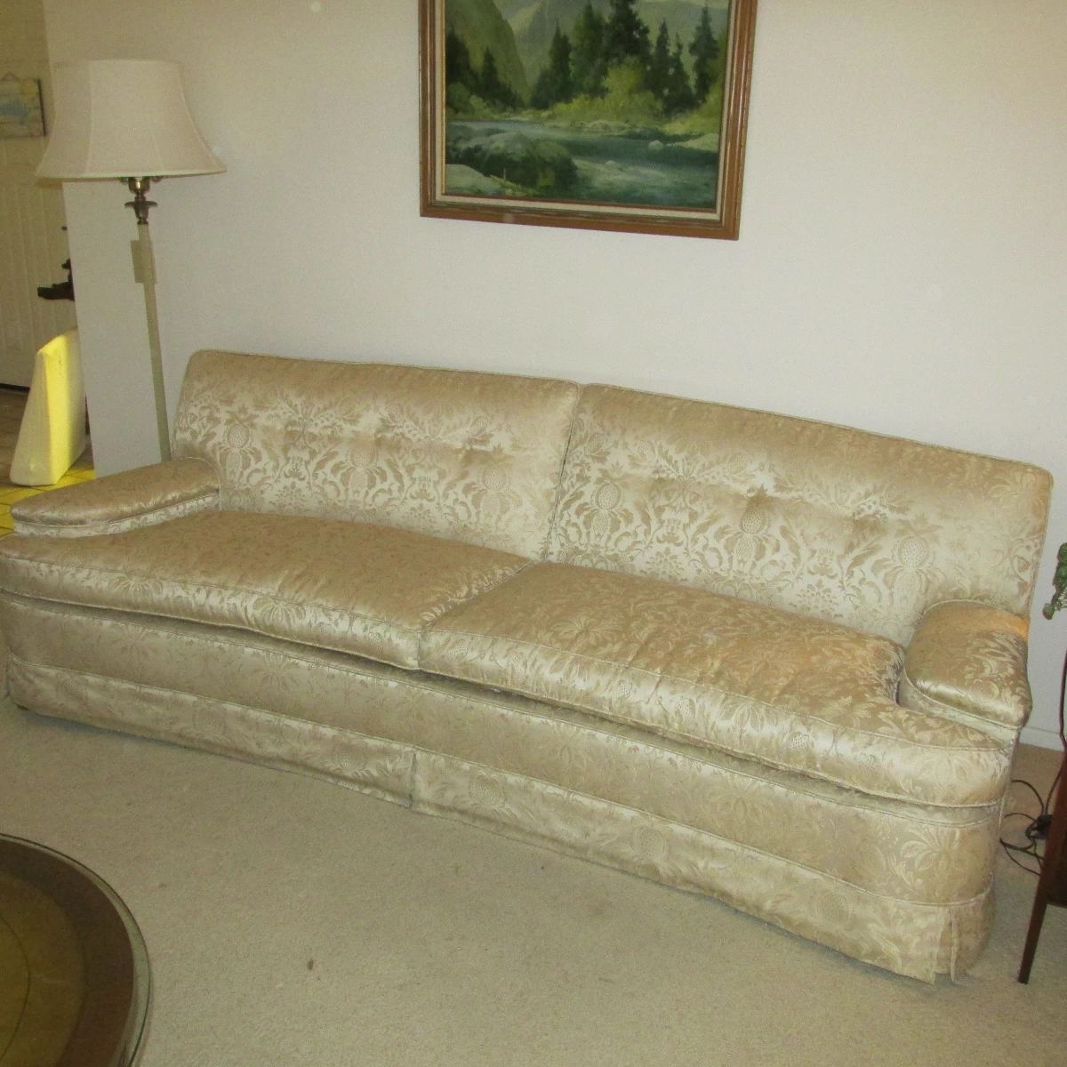 Gorgeous Mid-Century Custom Slight Curved Sofa on Wheels