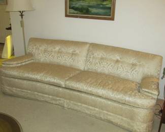 Gorgeous Mid-Century Custom Slight Curved Sofa on Wheels