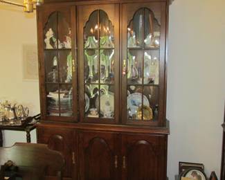 Dark Wood 2-Piece Lighted China Cabinet