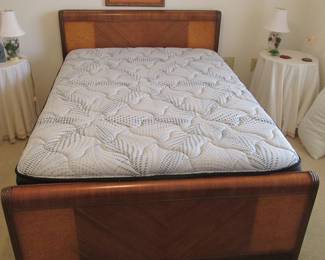 Full Size Mahogany Bed Complete w/Mattress and Box Spring