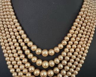 FiveStrand Faux Pearl Necklace