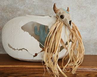 Southwestern Cactus Skull Decor