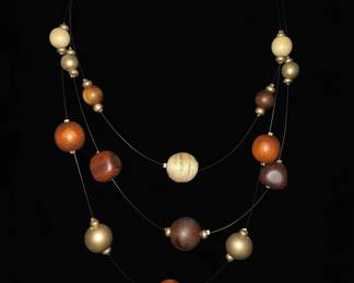 Multistrand wood bead necklace second image