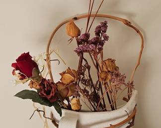 White Ceramic Floral Basket