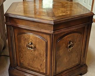Hexagonal Burl Wood End Table