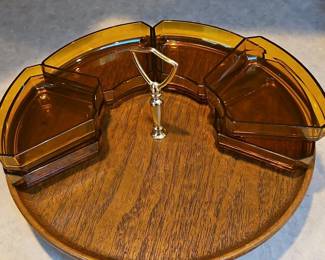 Vintage Amber Glass Lazy Susan third image