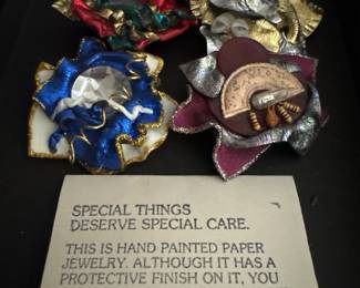 Artisan HandPainted Paper Brooches second image