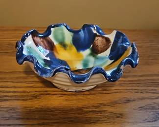 Ruffled Mexican Pottery Bowl