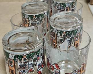 Holiday Village Glass Tumblers, set of